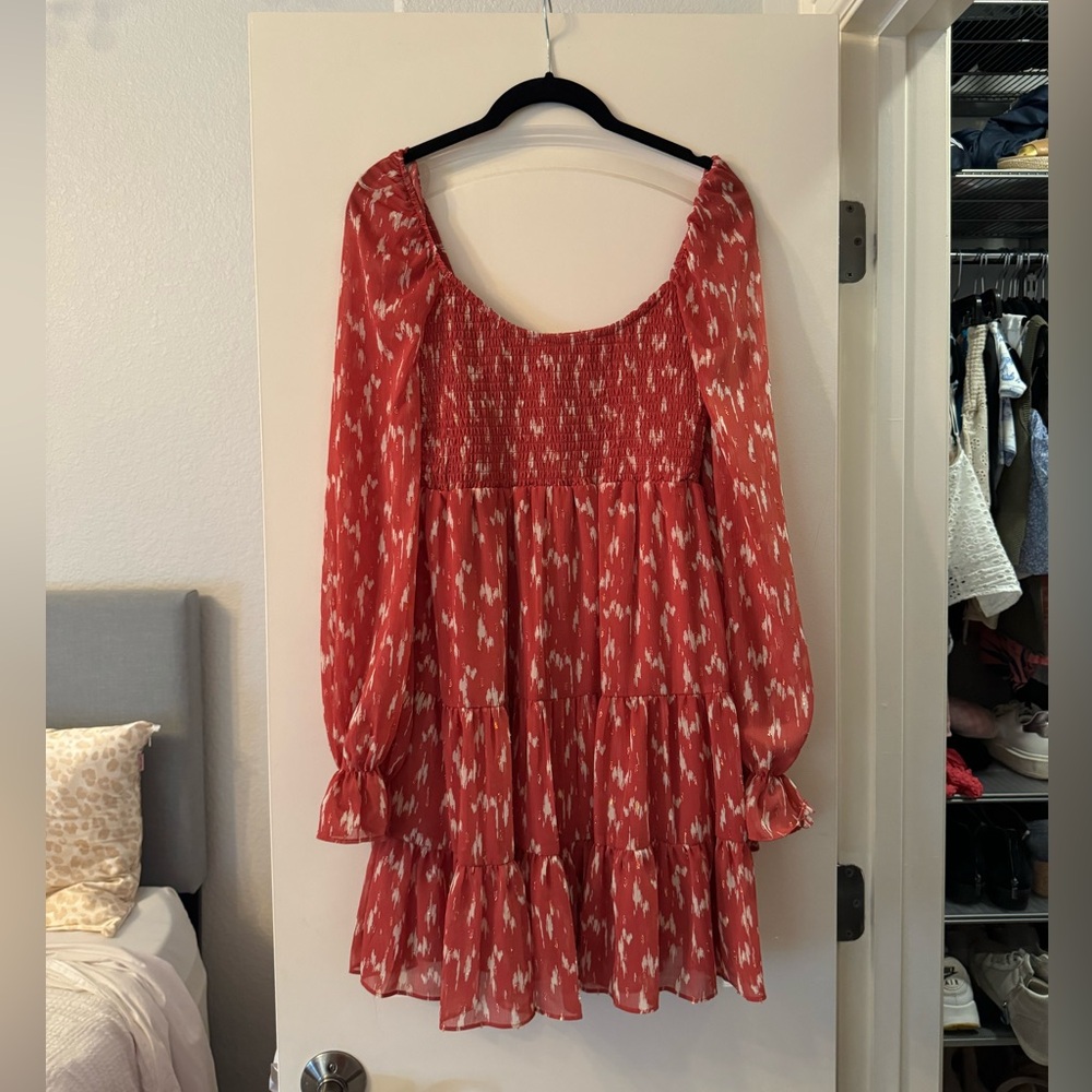 Allison & Kelly Red Long Sleeve Mini Dress